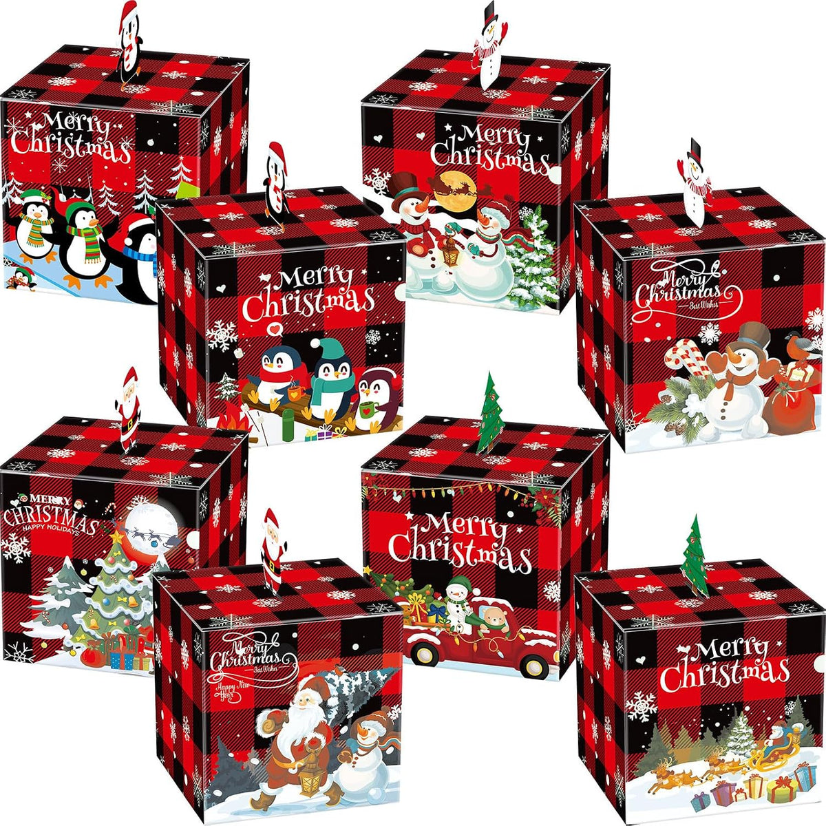 zhanmai 120 pcs christmas buffalo plaid gift boxes, main product view