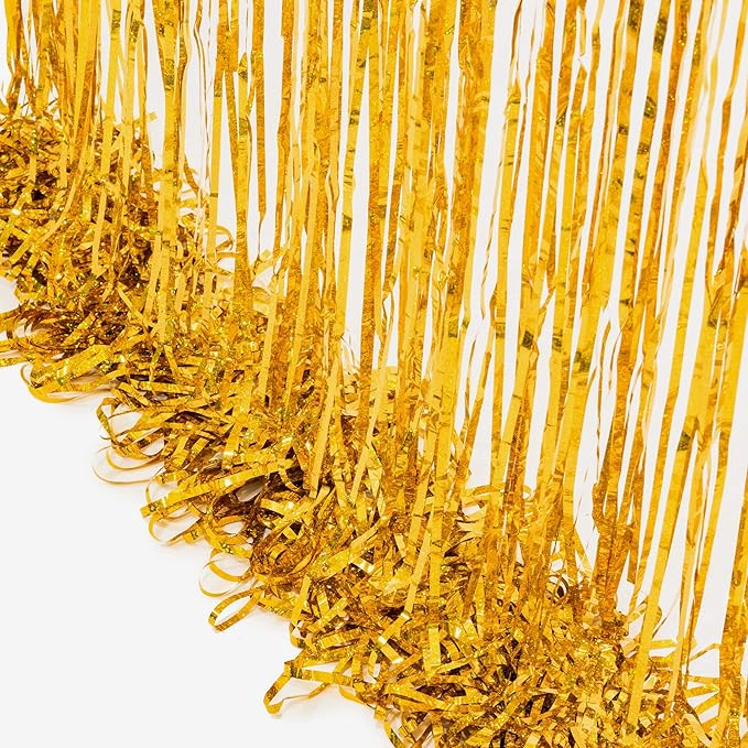 Gold Fringe Curtain Tinsel Backdrop - GREATRIL Foil Fringe Curtain Party Streamers for Prom 2026 NYE New Years Eve Birthdays Christmas Theme Party Decorations Pack of 2