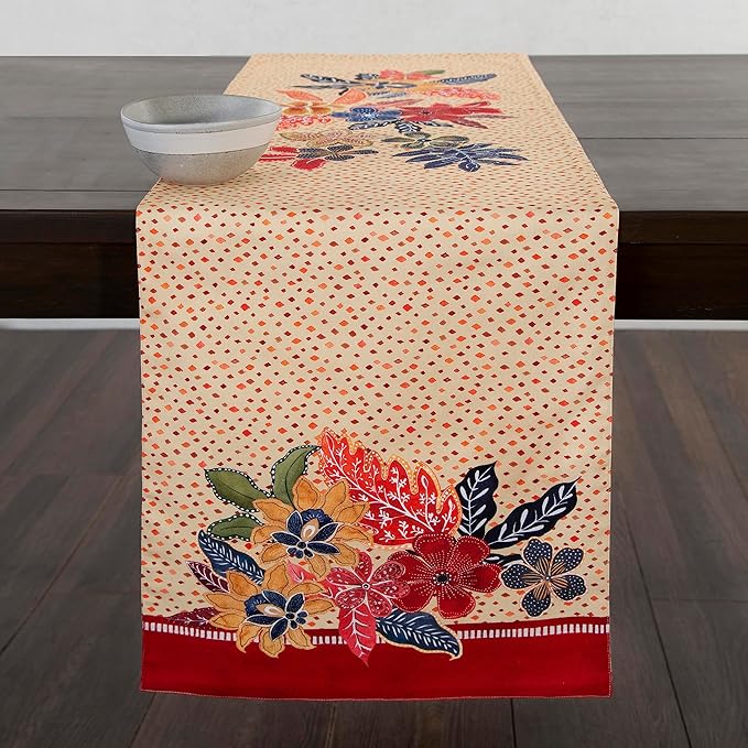 Maison d' Hermine Table Runner 100% Cotton Double Layer Table Runners 108 inches Long for Thanksgiving Christmas Decorations Home Kitchen Dining Party Wedding (Kalahari, 14.5" x 108")
