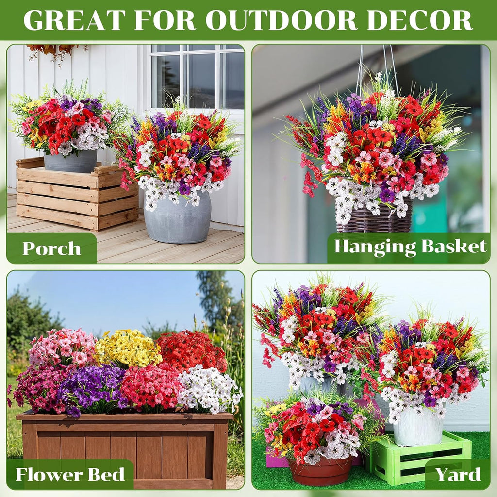 zeyune 48 bundles artificial flowers for outdoors uv, package contents