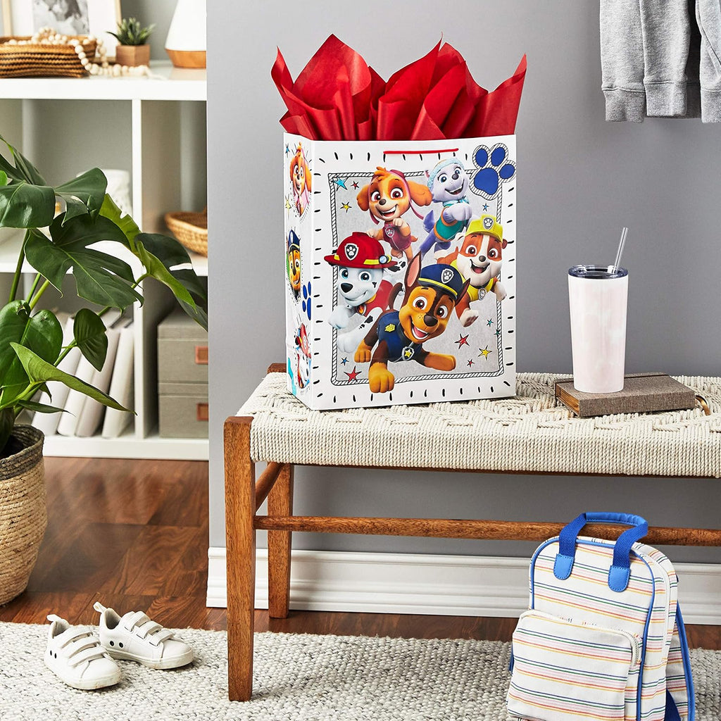 Hallmark 15" Extra Large Paw Patrol Gift Bag with Tissue Paper for Birthdays, Kids Parties, Christmas, Holidays