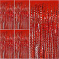 Red Tinsel Foil Fringe Curtains Wavy Backdrop for Parties Sparkle Metallic Wavy Foil Fringe Backdrop Curtain for Party Decorations Photo Booth Props Birthday Graduation Wedding Valentines Decor