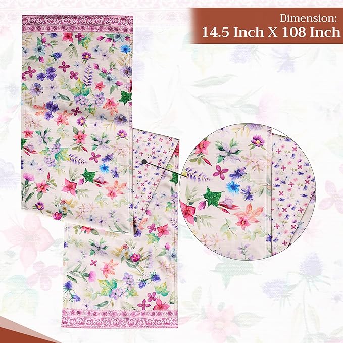 Maison d' Hermine Table Runner 100% Cotton Double Layer Table Runners 108 inches Long Decorative for Home Kitchen Dining Party Baby Shower Wedding Bridal Shower Spring Summer (Chardon, 14.50" x 108")