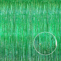 GOER 3.2 ft x 8.2 ft Metallic Tinsel Foil Fringe Curtains Party Photo Backdrop Party Streamers for Birthday,Graduation,New Year Eve Decorations Wedding Decor(5 Packs,Shiny Green)