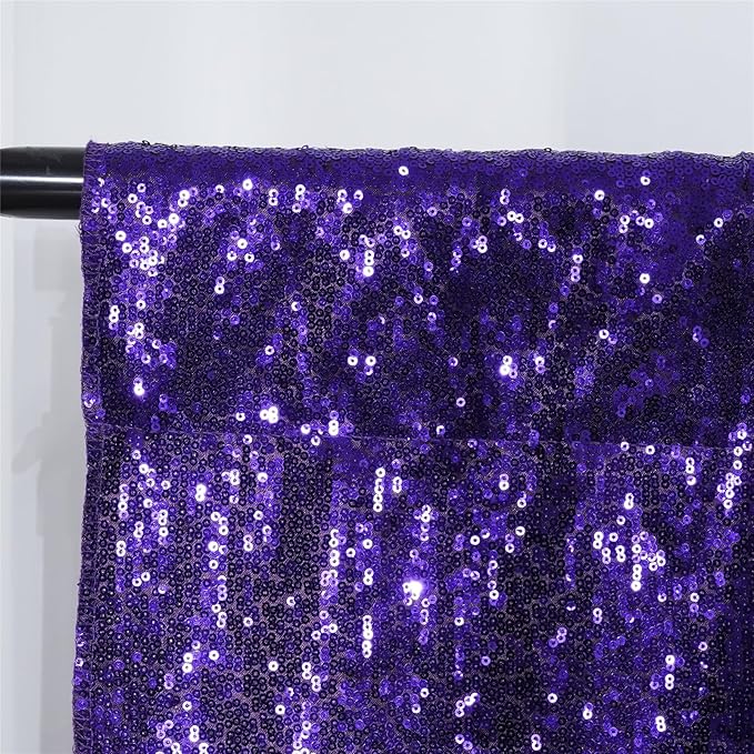 SquarePie Sequin Backdrop Curtain Non-Transparent Sparkly Background for Wedding Party 2FT x 8FT Purple 2 Panel