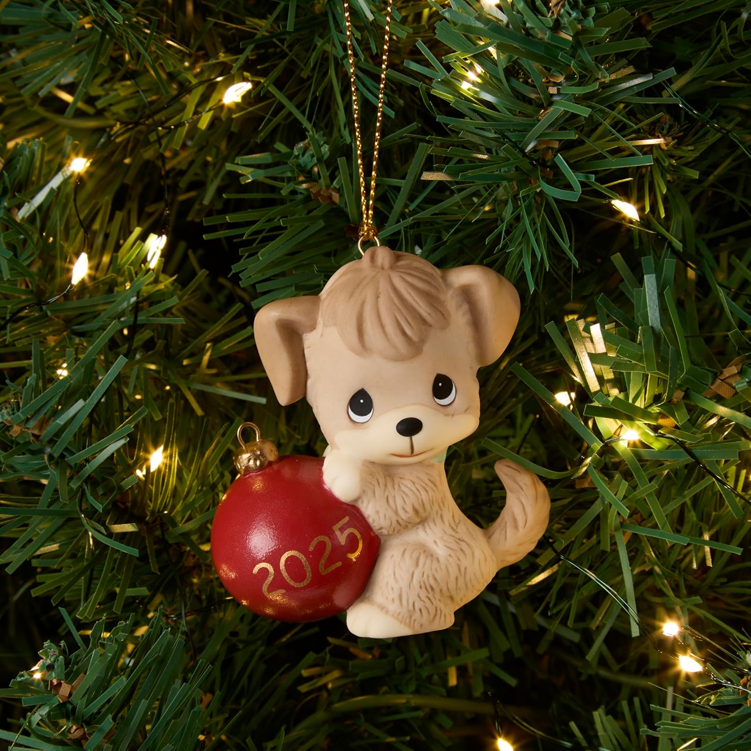 Precious Moments Howl-iday Cheer 2025 Dated Dog Ornament – Bisque Porcelain Christmas Keepsake – 251008