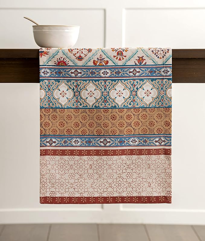 Maison d' Hermine Table Runner 100% Cotton Single Layer Table Runners 72 inches Long for Thanksgiving Christmas Decorations Home Kitchen Dining Party Wedding (Romane, 14.5" x 72")