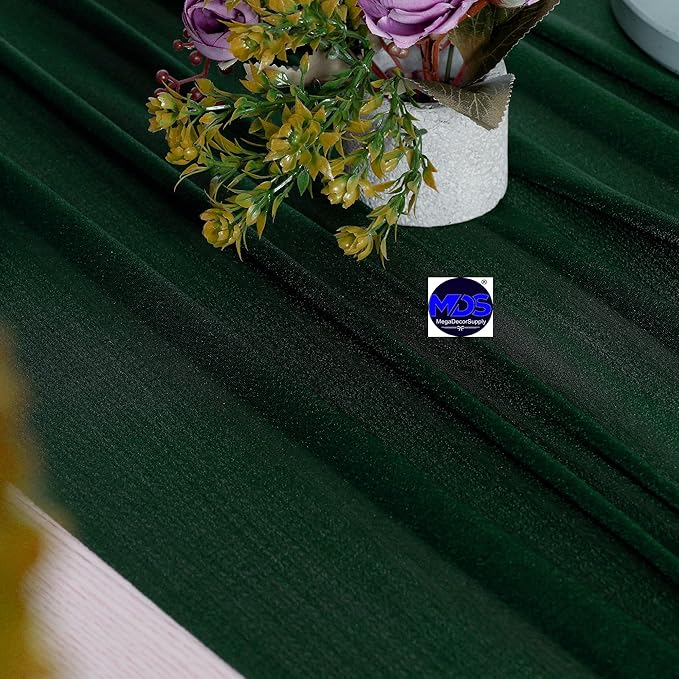 MDS 2 Pack 14ft Chiffon Table Runner 29 x 170 Inches Sheer Wedding Runner Romantic Rustic Table Runner for Wedding Decorations, Birthday Parties, Bridal Shower Party Arch Decor - Hunter Green