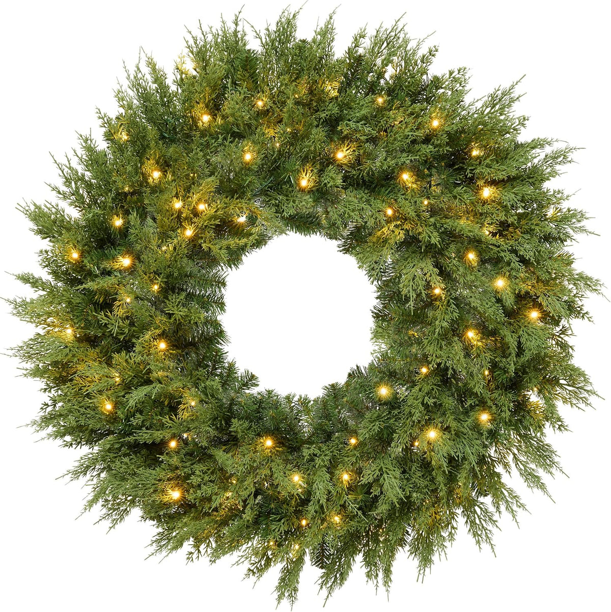 best choice products pre-lit cedar cypress christmas wreath, main product view
