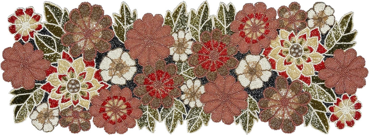 Beaded Table Runner Decorative Hand Glitz Rustic Farmhouse for Fall Harvest a...