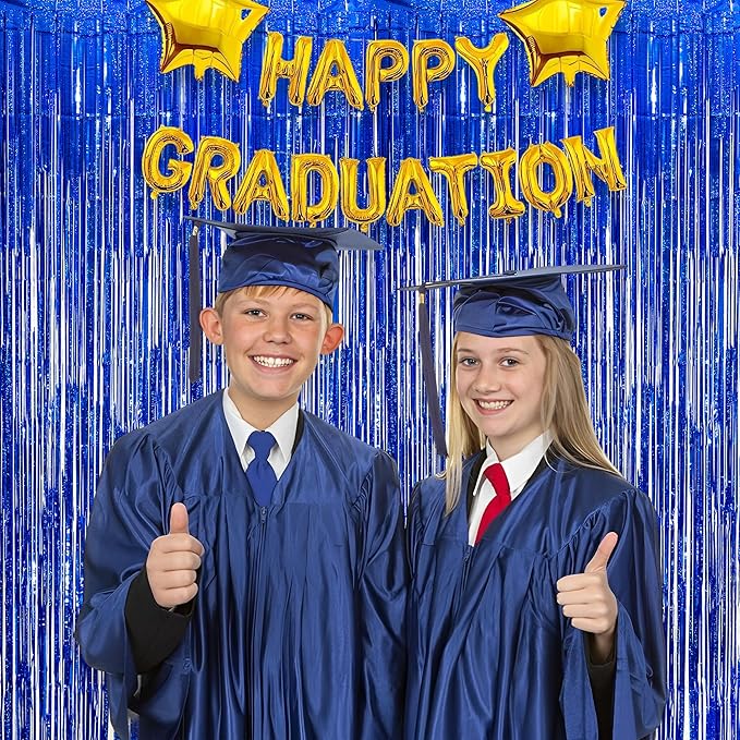 Dark Blue Tinsel Backdrop Streamers - GREATRIL Party Streamers Backdrop Foil Fringe Curtains for Birthdays/Bachelorette/Bridal Shower/Engagement Decorations - 1m x 2.5m - Pack of 2