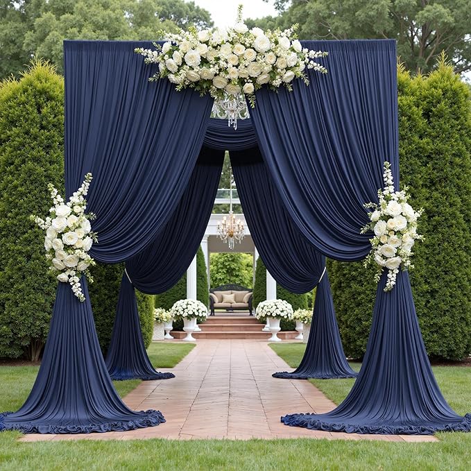 40ftx10ft Navy Blue Backdrop Curtains for Party Background, Wrinkle Free 8 Panels Silky Navy Photo Backdrop Drapes Back Drop Cloth for Wedding Birthday Photography Baby Shower Decor