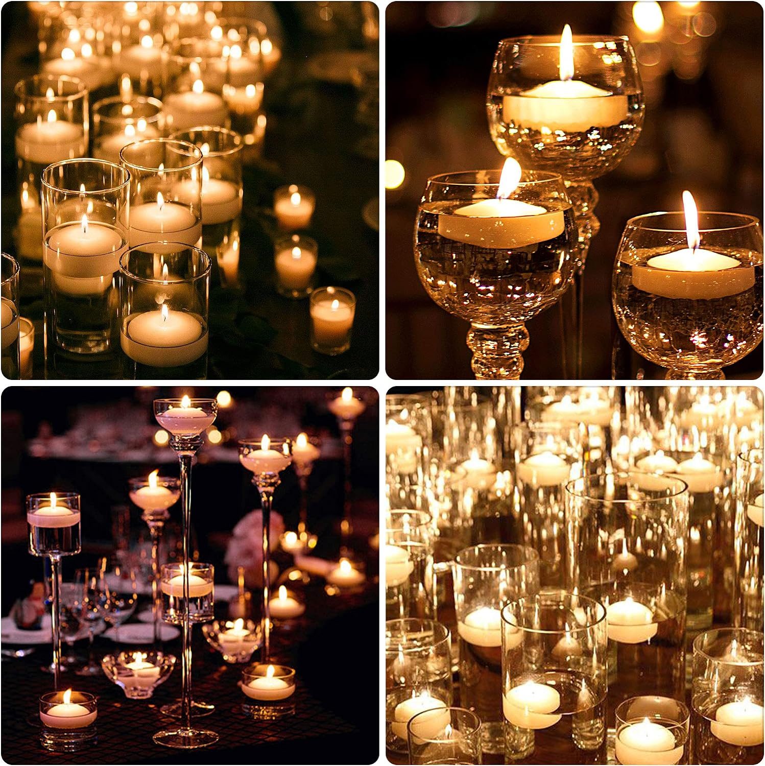 Set of 48 Unscented Floating Candles for Centerpieces, 2 Inch Small Floating Candles for Holiday, Weddings, Parties, Special Occasions and Christmas Home Decorations