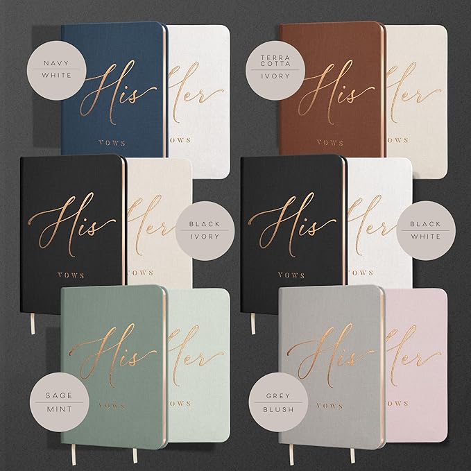 ARTESORI Vow Books His and Hers - Linen Wedding Vow Books Perfect as Bride & Groom Gifts, Wedding Registry Ideas - His & Hers Gifts Wedding Vow Book - Wedding Essentials & Accessories