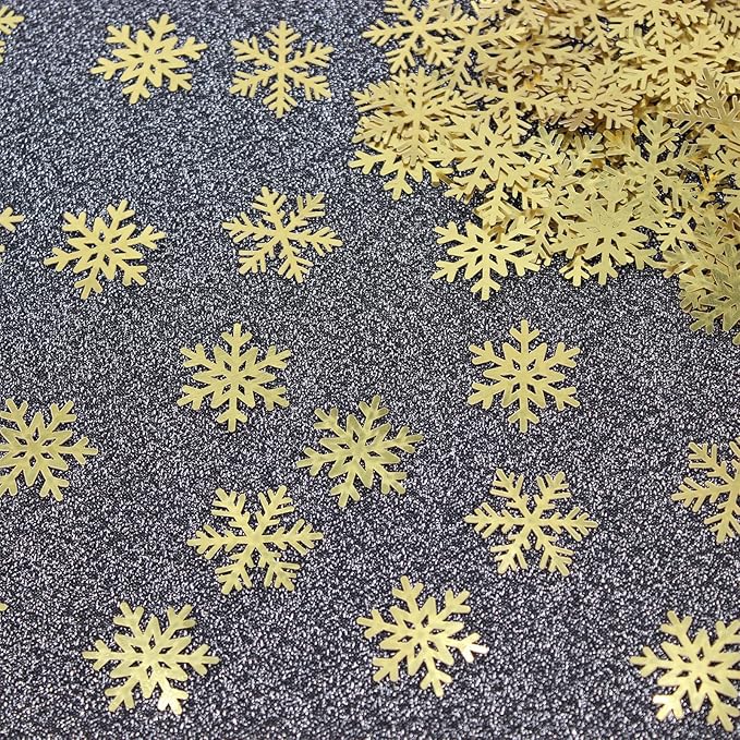 200PC Gold Foil Paper Snowflakes Confetti Christmas Party Table Decorations Snowflake For DIY Crafts For Winter Holiday Wedding Birthday Baby Shower Party Supplies