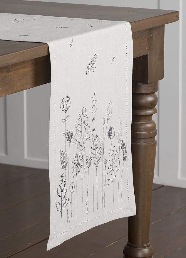 Maison d' Hermine Table Runner 100% Cotton Single Layer Table Runners 108 inches Long Decorative for Home Kitchen Dining Party Baby Shower Wedding Bridal Shower Spring Summer (Flore, 14.50" x 108")