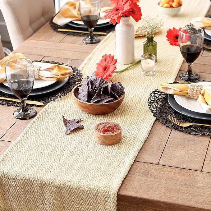 DII Woven Basic Tabletop Collection, Chevron Table Runner, 15x72, Marigold
