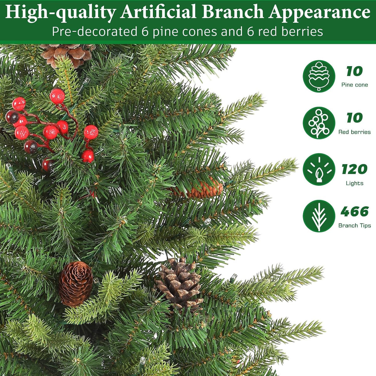 alupssuc 4ft prelit plug-in artificial christmas tree with showing dimensions