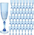 Plastic Champagne Flutes, 48PCS Blue Wine Glasses Goblets Cups Reusable Flute, for Weddings Bachelor Parties Toasting and Events (48, Blue)