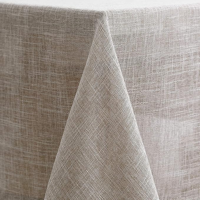 maxmill Flaxy Faux Linen Tablecloth with 2-Tone Slubby Yarn Textured Weaves Wrinkle Resistant Anti-Shrink Soft Table Cloth for Kitchen Dining Restaurant Tabletop Rectangle 60 x 120 Inch Linen