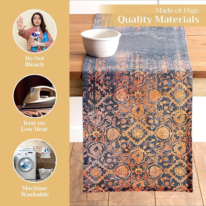 Maison d' Hermine Table Runner 100% Cotton Single Layer Table Runners 108 inches Long for Thanksgiving Christmas Decorations Home Kitchen Dining Party Wedding (Imperfection, 14.5" x 108")