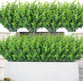 AmyHomie 20 Bundles Green Artificial Plants for Outdoor Spring Summer Decor UV Resistant Faux Wheat Grass Greenery Shrubs Eucalyptus Fake Plastic Plants Garden Porch Window Box Decorating