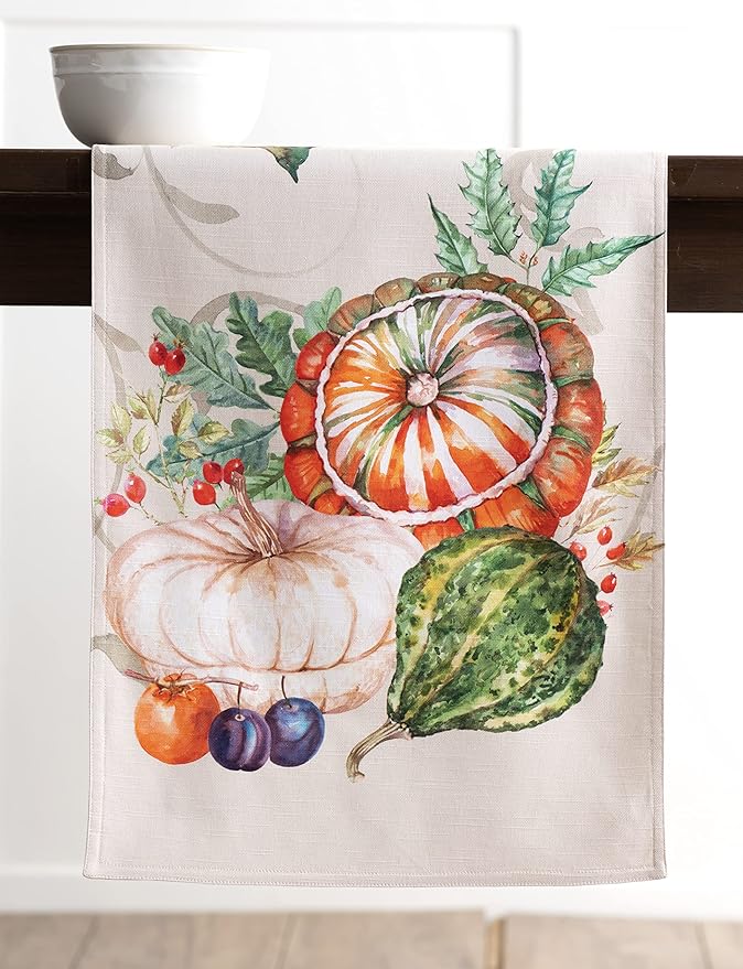 Maison d' Hermine Table Runner 100% Cotton Double Layer Table Runners 72 inches Long for Thanksgiving Christmas Decorations Home Kitchen Dining Party Wedding (Lumina, 14.5" x 72")