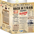 Back2Time 80th Birthday Cards for Men & Women - Back In 1946 Newspaper (Bday Card + Envelope) Large HAPPY BIRTHDAY Decorations for Her Him Vintage Funny card for Wife Husband & Grandparents 80 years
