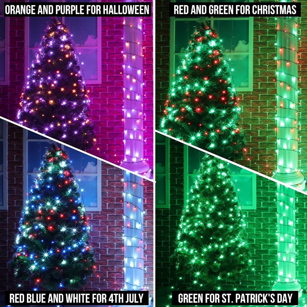 164 FT 500 LED Halloween Lights Outdoor , Waterproof RGB String Lights with R...