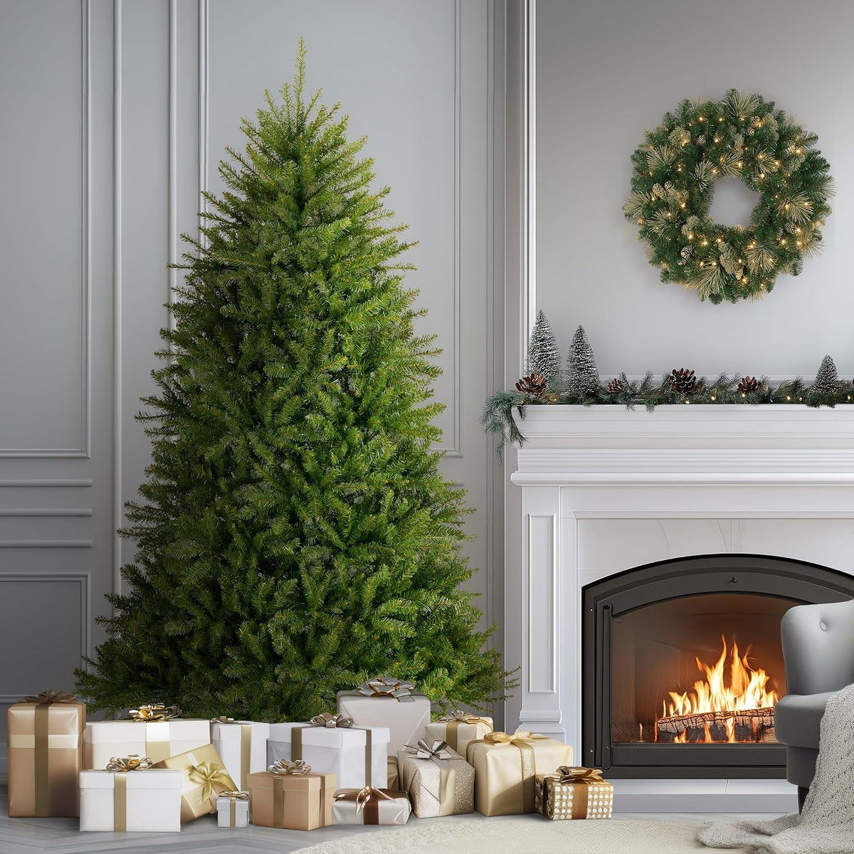 national tree company 6.5ft unlit dunhill fir artificial, close-up detail