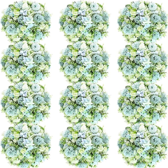 Tigeen Artificial Flowers Artificial Peonies Silk Flowers Faux Peony Fake Peony Silk Hydrangea Bouquet for Wedding Table Centerpiece Floral Vase Decor(White Green,12 Bundles)