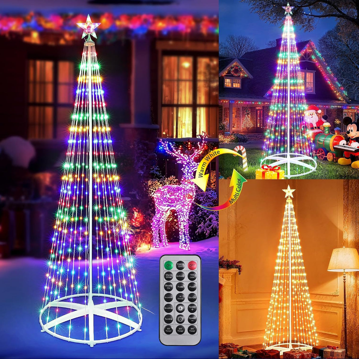 ibaycon outdoor christmas tree, 6.9ft 298 led color, main product view