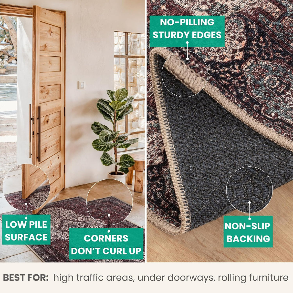 bloom rugs washable non-slip 7 ft runner showing dimensions