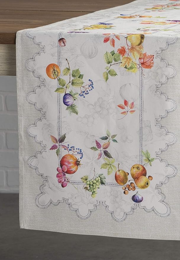 Maison d' Hermine Table Runner 100% Cotton Single Layer Table Runners 60 inches Long for Thanksgiving Christmas Decorations Home Kitchen Dining Party Wedding (Fruit D'Hiver, 14.5" x 60")
