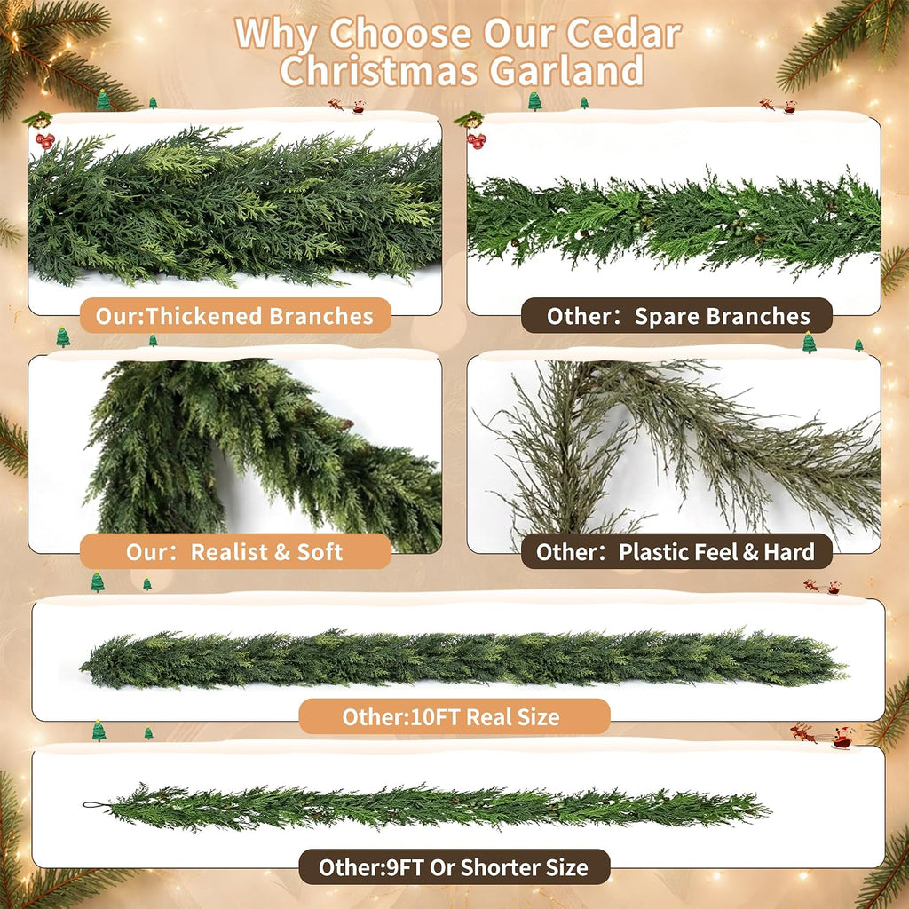 10ft christmas garland real touch cedar garland, package contents