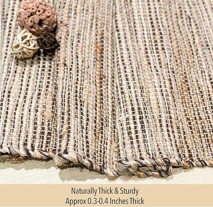 Chardin home Natural Jute Table Runner 13x72 Inch – Vintage Boho Rustic Table Decor – Handwoven Table Runner in Natural Jute and Brown – Farmhouse Dining or Console Table Accent