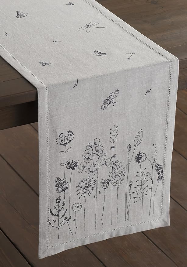 Maison d' Hermine Table Runner 100% Cotton Single Layer Table Runners 108 inches Long Decorative for Home Kitchen Dining Party Baby Shower Wedding Bridal Shower Spring Summer (Flore, 14.50" x 108")