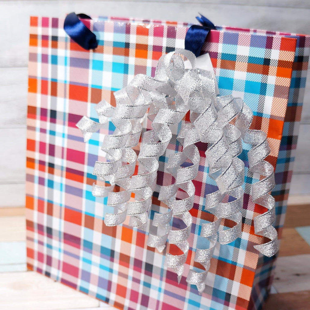 Silver Metallic Curly Ribbon Bow 6" Long x 6 Counts Gift Wrapping Pre-Tied Self-Adhesive Tab for Birthday Present Box Wine Bottle Baby Shower Party Christmas Hanukah