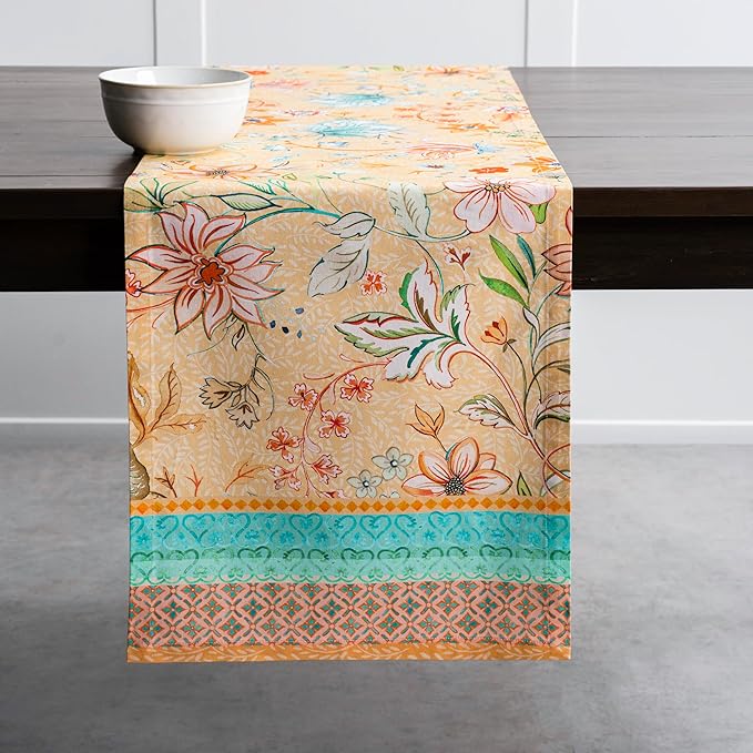 Maison d' Hermine Table Runner 100% Cotton Double Layer Table Runners 108 inches Long Decorative for Home Kitchen Dining Party Wedding Bridal Shower Spring Summer (Luxury Loft – Peach, 14.50" x 108")