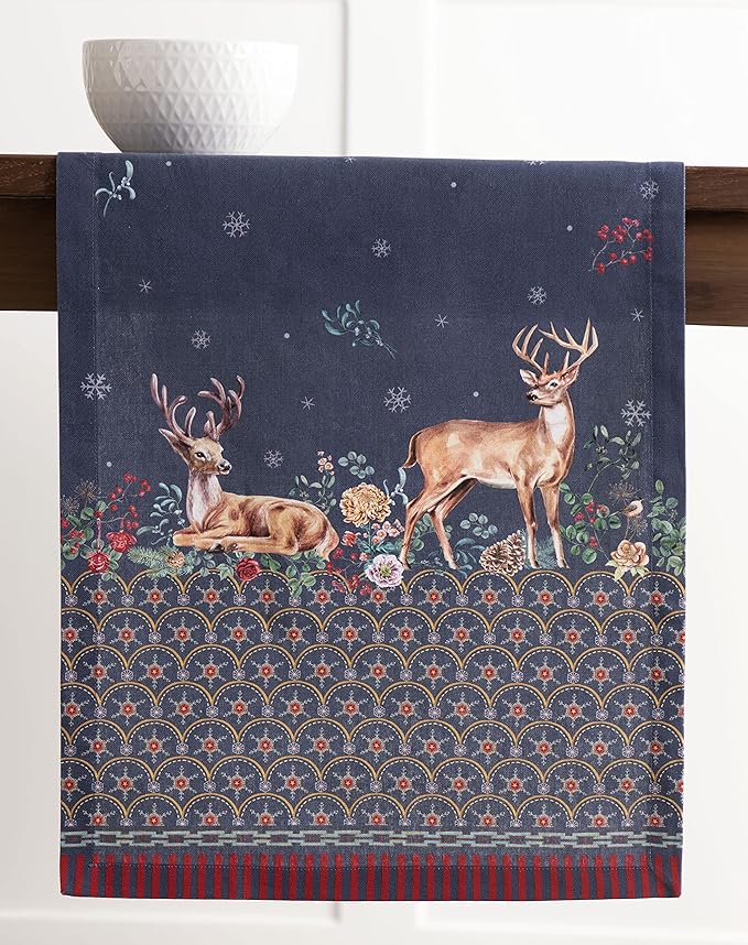 Maison d' Hermine Table Runner 100% Cotton Single Layer Table Runners 72 inches Long for Thanksgiving Christmas Decorations Home Kitchen Dining Party Wedding (Christmas Joy, 14.5" x 72")