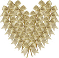 50pcs 3-1/2" White Gold Bows with Twist Ties for Gift Wrapping Packing Christmas Decoration (W.Gold)