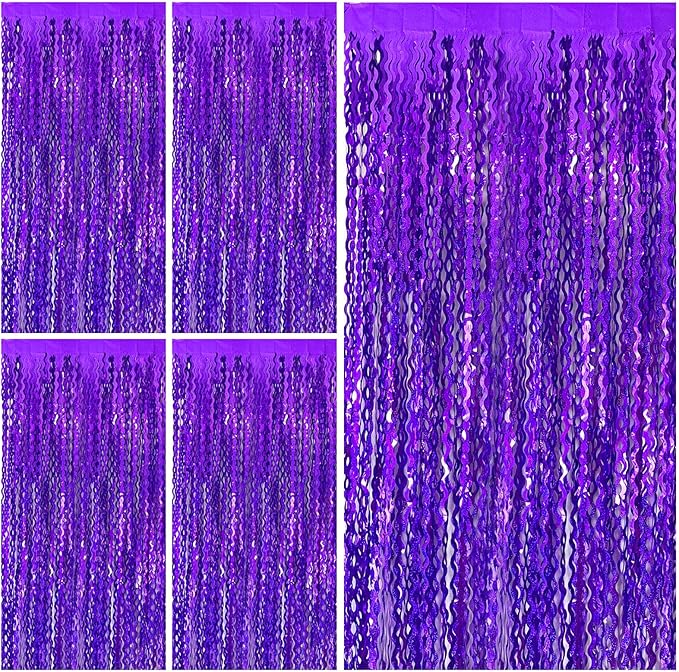 Tinsel Foil Fringe Curtains Wavy Backdrop for Parties Sparkle Metallic Wavy Foil Fringe Backdrop Curtain for Party Decorations Photo Booth Props for Birthday Graduation Wedding