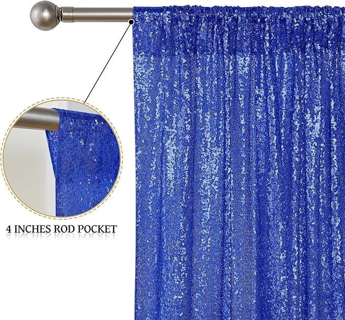 Sugargirl Navy Blue Sequin Backdrop Curtain 4 Panels 2FTx8FT Glitter Navy Blue Background Drapes Sparkle Photography Backdrop for Party Wedding Birthday Wall Decoration