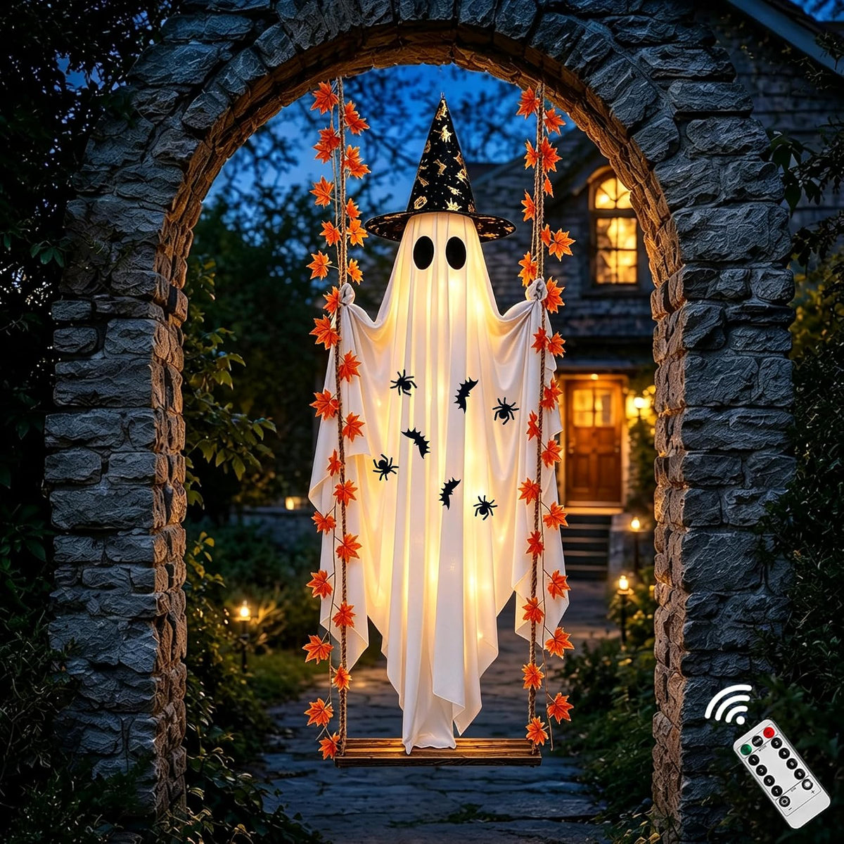 Halloween Decorations Outdoor, 5.4FT Large Hanging Swing Ghost Outdoor Decor ...