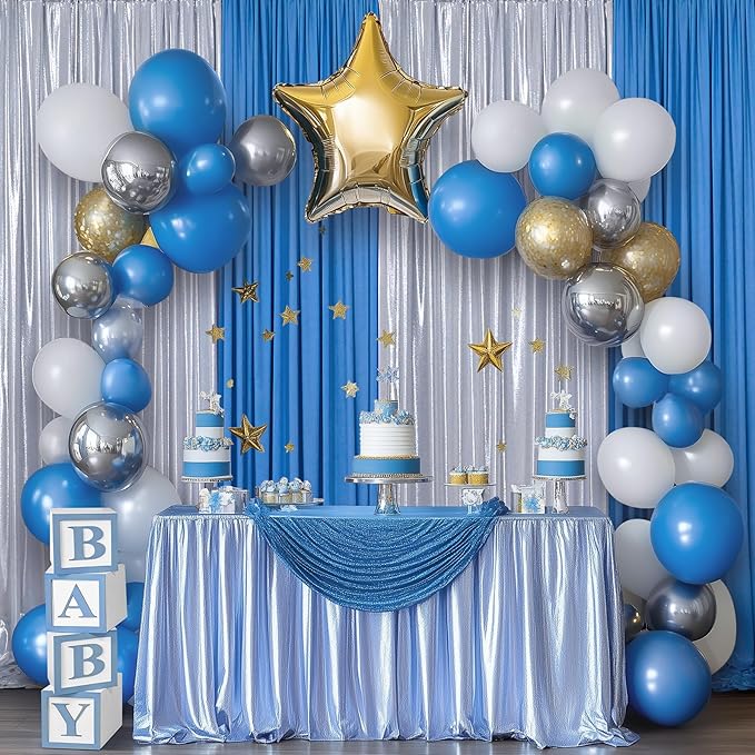 Outpain Thick 40 ft x 10 ft Silver Sequin Backdrop Curtain for Parties, Wrinkle Free Glitter Photo Backdrop Drapes 8 Panels 5x10ft Silver Back Drop Cloth for Wedding Christmas Photography Background