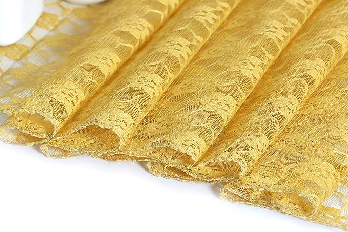 MDS Pack of 5 Wedding 12 x 108 inches Lace Table Runner for Wedding, Decorations for Birthday Parties, Banquets, Graduations, Engagements, and Runners fit Rectangle, Round Table- Gold