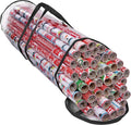 Wrapping Paper Storage Bag, Gift Wrap Organizer, Fits 40 Inch Long Rolls, Hold Up to 24 Rolls, Heavy Duty Clear PVC Bag with Top and Side Handles (Black)