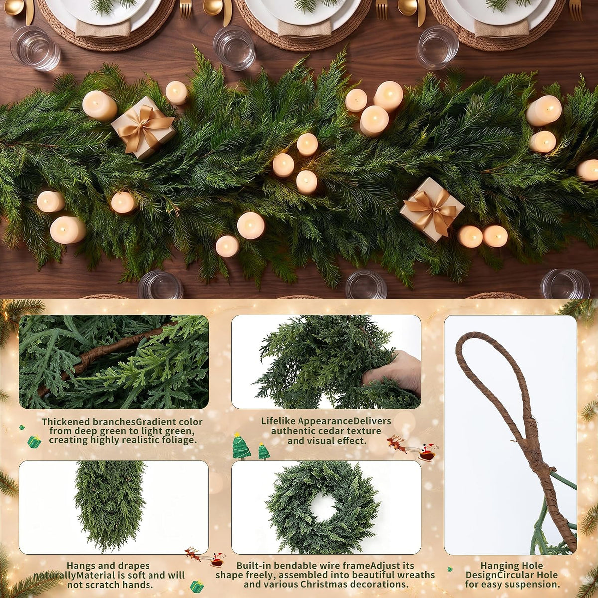 10ft christmas garland real touch cedar garland shown in use