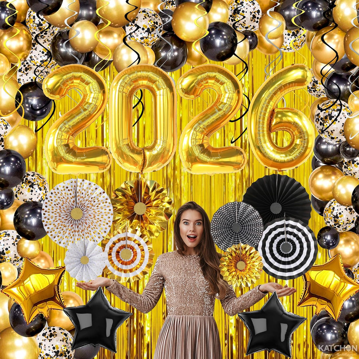 katchon set, pack of 112, new years eve, front angle view