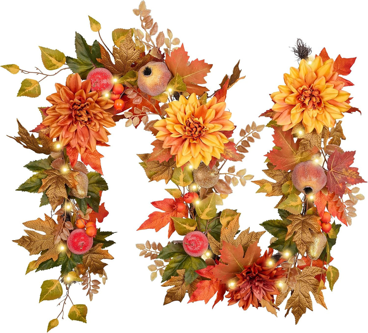 valery madelyn 6ft pre-lit fruits & dahlia fall, front angle view